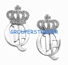 Queen Earrings with Rhinestones Crowned New Q Stud Post Style - £10.33 GBP