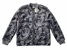 Lucky Brand Mens L Gray/ Black Reversible Camo Military Inspired Bomber ... - $44.55