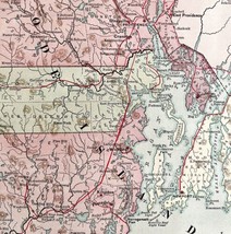1879 Map Rhode Island United States Victorian Geography 1st Edition DWAA9 - £31.51 GBP