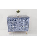 New Handmade Mother of Pearl Buffet Sideboard Blue White, bone Inlay fur... - $2,246.92 CAD