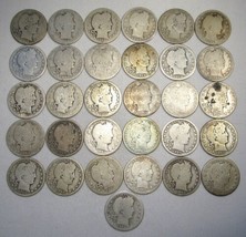 Vintage Lot 30 Old Barber Silver Quarters 23 Different Dates-Mints BQ5 - £172.25 GBP