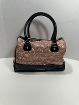 Betsey Johnson Vintage Pink Sequin Bag Handbag Purse Black Leather / Pink Sequin - £22.95 GBP