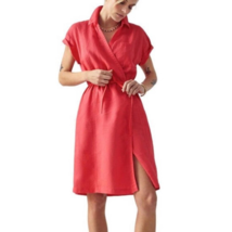 Athleta Linen Playa Wrap Dress Passionfruit Coral size 12 - £75.97 GBP