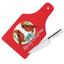 Merry Christmas Cardinal : Gift Cutting Board Bird Holidays Winter - £22.74 GBP