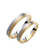Two-Tone Wedding Band-3.5mm Wedding Bands Set-Matte Gold Rings-Minimalis... - €532,93 EUR+