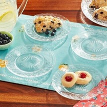 The Pioneer Woman Cassie Embossed Appetizer Plates 4-Set Clear Salad Dessert NIB - $21.01