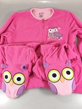 Nick &amp; Nora S Owls Hot Pink One Piece Fleece Footed Pajamas - £21.01 GBP