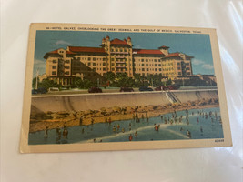 42448 Postcard Hotel Galvez overlooking Great Seawall Galveston TX Texas - £3.73 GBP