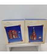 SET OF 2 Hallmark Keepsake Ornaments Christmas Schoolhouse Hometown Chur... - £17.77 GBP