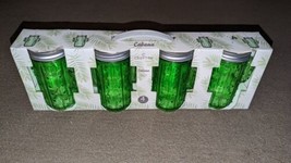 Crofton Glass Mason Jars Lided W Drinking Straws Green Cactus Theme Sippers - £25.65 GBP