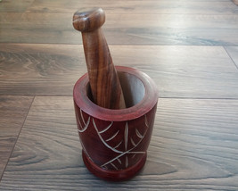 Handmade wood Mortar and pestle - £69.53 GBP