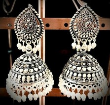 Tribal/Festi Pair indian jewellery earrings Jumka, Silver, Weddings, Bollywood, - £12.46 GBP