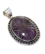 Carved Amethyst Gemstone Handmade Ethnic Jewelry Pendant 2.25&quot;  - $11.99