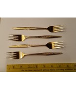 4 dinner forks Vtg Carlyle Silver Golden Bouquet Gold Electroplate Used - £4.73 GBP