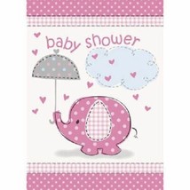 Umbrella Elephant Pink Girl Baby Shower 8 Invitations with Envelopes - £2.60 GBP