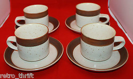 Ikea Karat By Denby Stoneware 4 Coffee Tea Mug Cups Saucers Set Accenten AS-IS - £92.03 GBP