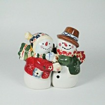 Holiday Interlocking Snowman Salt Pepper Shakers with Stoppers by SW - £11.01 GBP