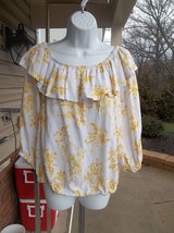 Nwt Adrienne Vittadini Yellow Floral Print Off Shoulder Top Xl - £15.74 GBP