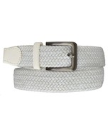White Silver Rectangle Buckle Woven Elastic Stretch Belt 1.25 Wide Casua... - $23.31 CAD