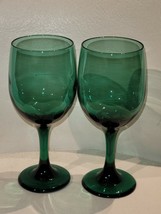 Vtg. Libbey Juniper Premier Emerald Green Water / Wine / Goblet Glasses (Set 2) - £14.18 GBP