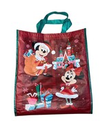 Disney Store Christmas Mickey &amp; Minnie Reusable Shopping Bag Red &amp; Green - $183.11 MXN
