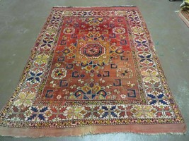 5x7 Antique Handmade Turkish West Anatolian Bergama Wool Rug Colorful Vintage - £990.22 GBP