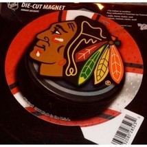 NHL Chicago Blackhawks 4 inch on Puck Auto Magnet Die-Cut by WinCraft - £12.58 GBP