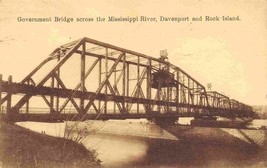 Government Bridge Mississippi River Davenport Rock Island Illinois 1910 postcard - £5.88 GBP