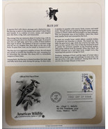 American Wildlife Mail Cover FDC &amp; Info Sheet Blue Jay 1987 - £7.73 GBP