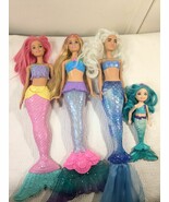 Barbie set 4 Dreamtopia Mermaid Dolls Chelsea Ice Queen Blue Twinkle Lights - $21.94 CAD
