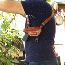Fits Springfield 911 380 ACP 2.7”BBL Leather Shoulder Holster Double Mag #1337# image 2