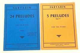 2 Vtg ALEXANDER SKRYABIN Books/Music-24 Preludes Opus 11, 5 Preludes Opu... - $18.69