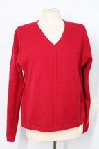 Apt 9 L Red Cashmere Cable V-Neck Knit Pullover Sweater - £23.54 GBP