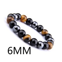 Natural Black Obsidian Hematite Tiger Eye Beads Bracelets Men for Magnetic Healt - £10.50 GBP