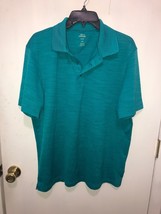 Haggar Cool 18 Performance Polo Golf Shirt Mens Large Blue Green Subtle ... - $11.87