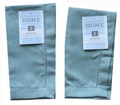 Brighton Hemstitch Fabric Napkin Napkins 19x19 Set of 4 Teal Beach House - £20.92 GBP