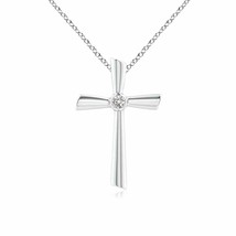 Angara Natural 3mm Diamond Cross Pendant Necklace in 14K White Gold for Women - £276.20 GBP