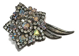 Rhinestone Shooting Star Brooch Pin Silver-Tone Jewelry Vintage  S.P.BC ... - £15.89 GBP