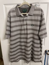 Brooks Brothers X St Andrews Links Mens Polo Gray Striped Shirt Xxl Cotton Grey - £14.63 GBP