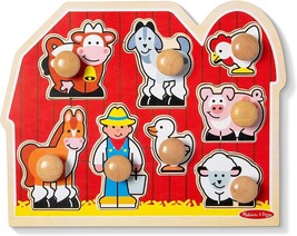 Jumbo Knob Wooden Puzzle - Wooden Peg Chunky Baby Puzzle, Preschoool Learning, - £31.28 GBP