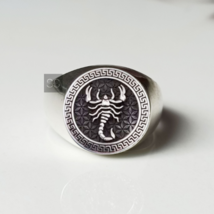 Scorpio Zodiac Ring, Signet Ring, 925 Sterling Silver, Scorpio Ring, Zodiac Ring - £62.20 GBP