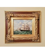 Maritime Sailing Ship Oil Painting Original Framed 18&quot;x16&quot; Signed Robert... - £347.08 GBP