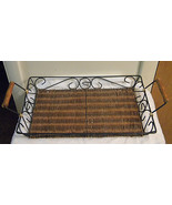 Vintage Scrolled Wrought Iron and Wicker two handle Rectangle Serving Tray - £15.63 GBP
