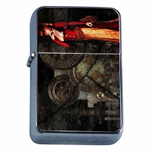 Primary image for Steampunk Gears Flip Top Oil Lighter Em1 Smoking Cigarette Silver Case Included