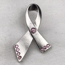 Breast Cancer Awareness Pink Stone Ribbon Pin By Avon - £9.74 GBP