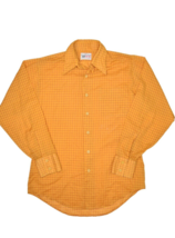 Vintage Puritan Shirt Mens M Orange Plaid Windowpane Long Sleeve Made in USA 70s - £24.99 GBP