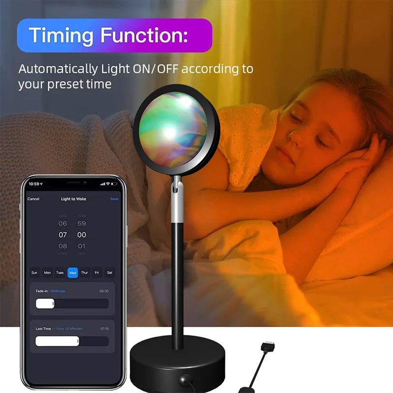 USB Sunset Lamp RGB Portable Bluetooth LED Projection Lamp Multifunctional - $14.17
