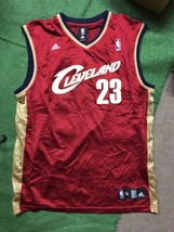 Lebron James 23 Cleveland Cavaliers Jersey XL burgundy gold sides Adidas NBA  - £103.88 GBP