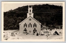 Thetford Vermont RPPC Methodist Church People Cars Tent Postcard B23 - £7.47 GBP