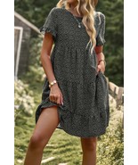 Floral Polka Dots Boat Neck Loose A Line Midi Dres - $34.00